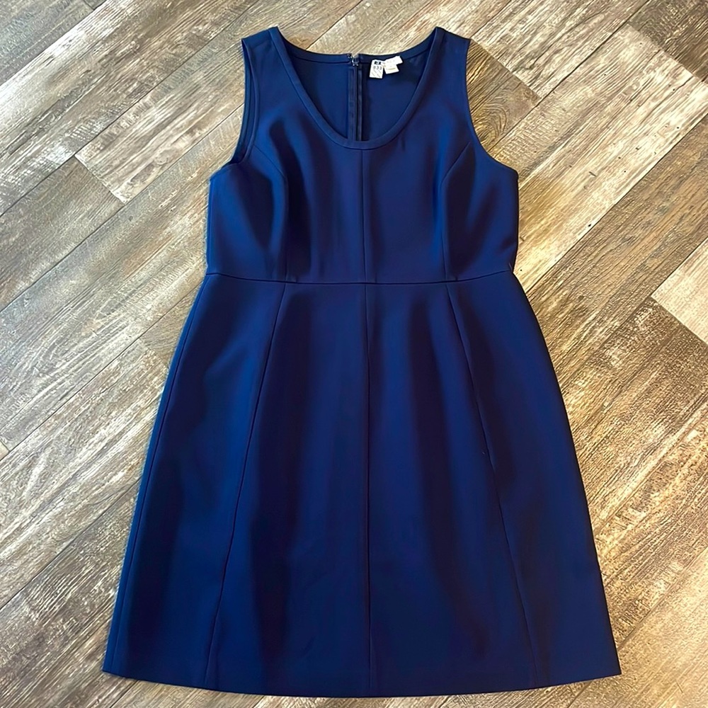 J Crew Navy, Sleeveless, Scoop Neckline, Knee-Length Dress